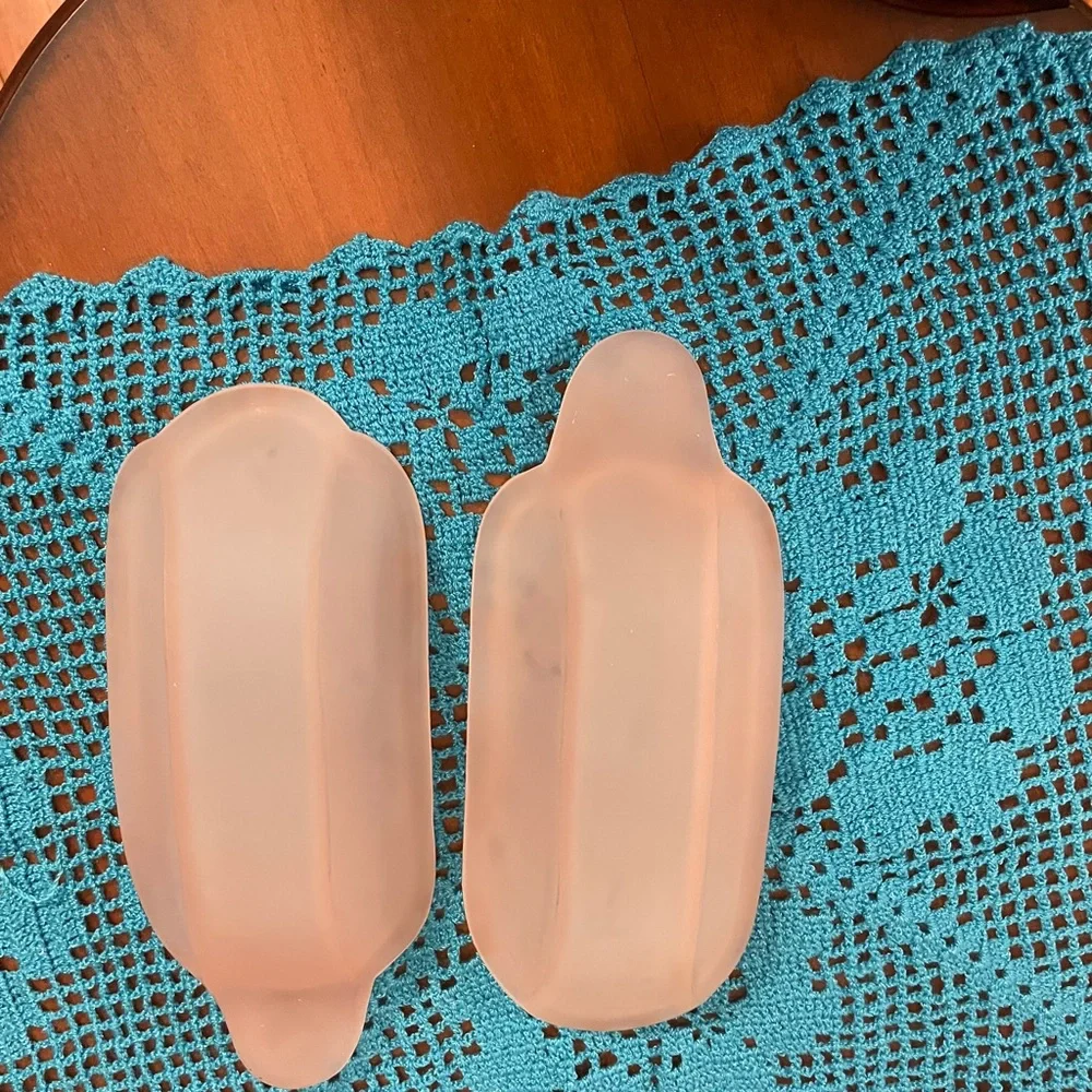 Vintage‎ pink frosted glass banana boats